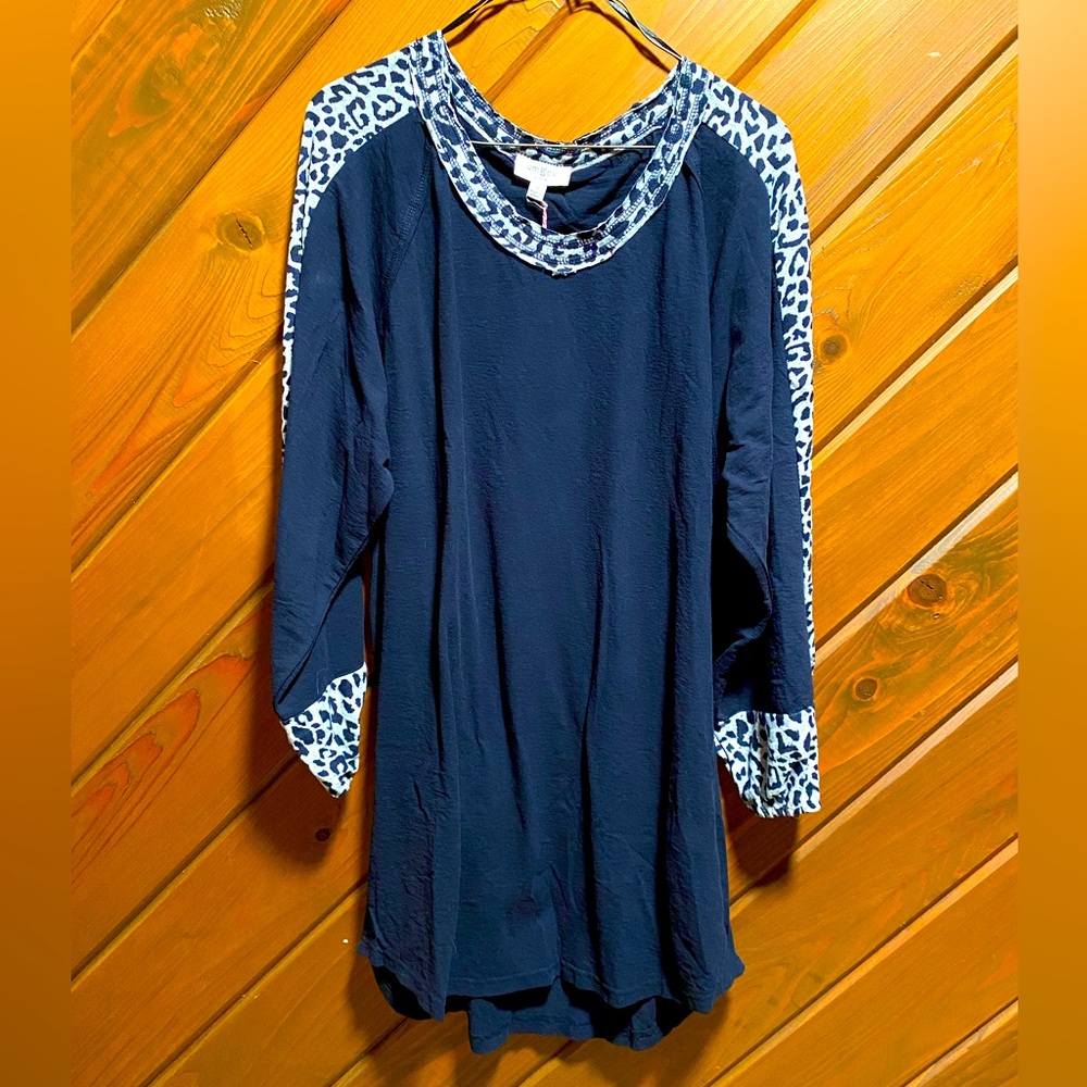 Animal Print Long Puff Sleeve Dress with Raw Edged Hem